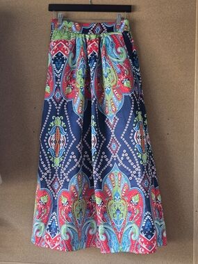 Afibi Boho Paisley Midi Skirt NWT  Size M Multicolor Bold Color With Pockets